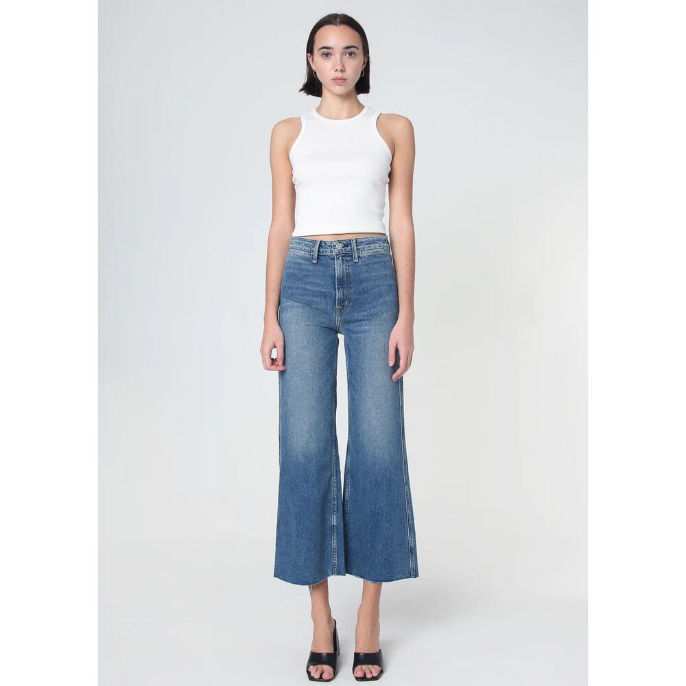 NOEND DENIM 28 Queen High Rise Wide Leg Crop Jeans Lawrence Wash